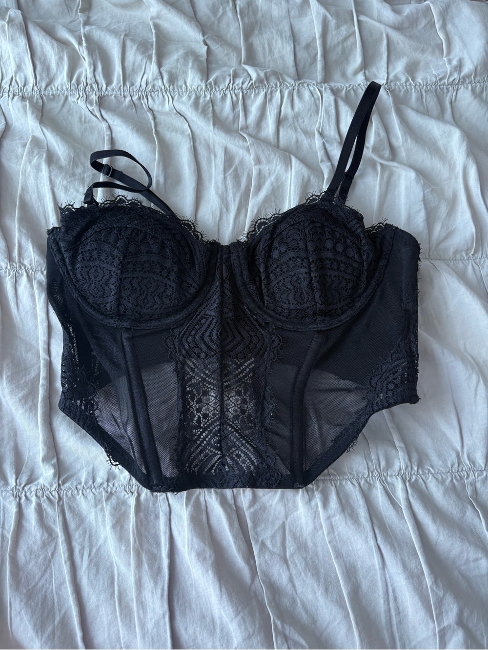 Garage Women's Black Lace Longline Bustier Bra